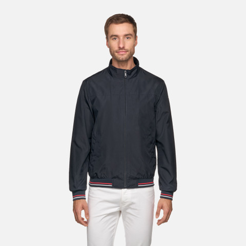 Bomber jacket JHARROD MAN Sky Captain/White/Red - image number 1 | GEOX