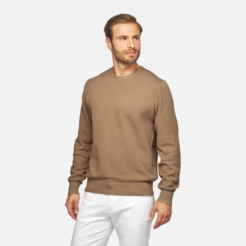 Crew-neck sweater KNIT MAN Beige - image number 1 | GEOX