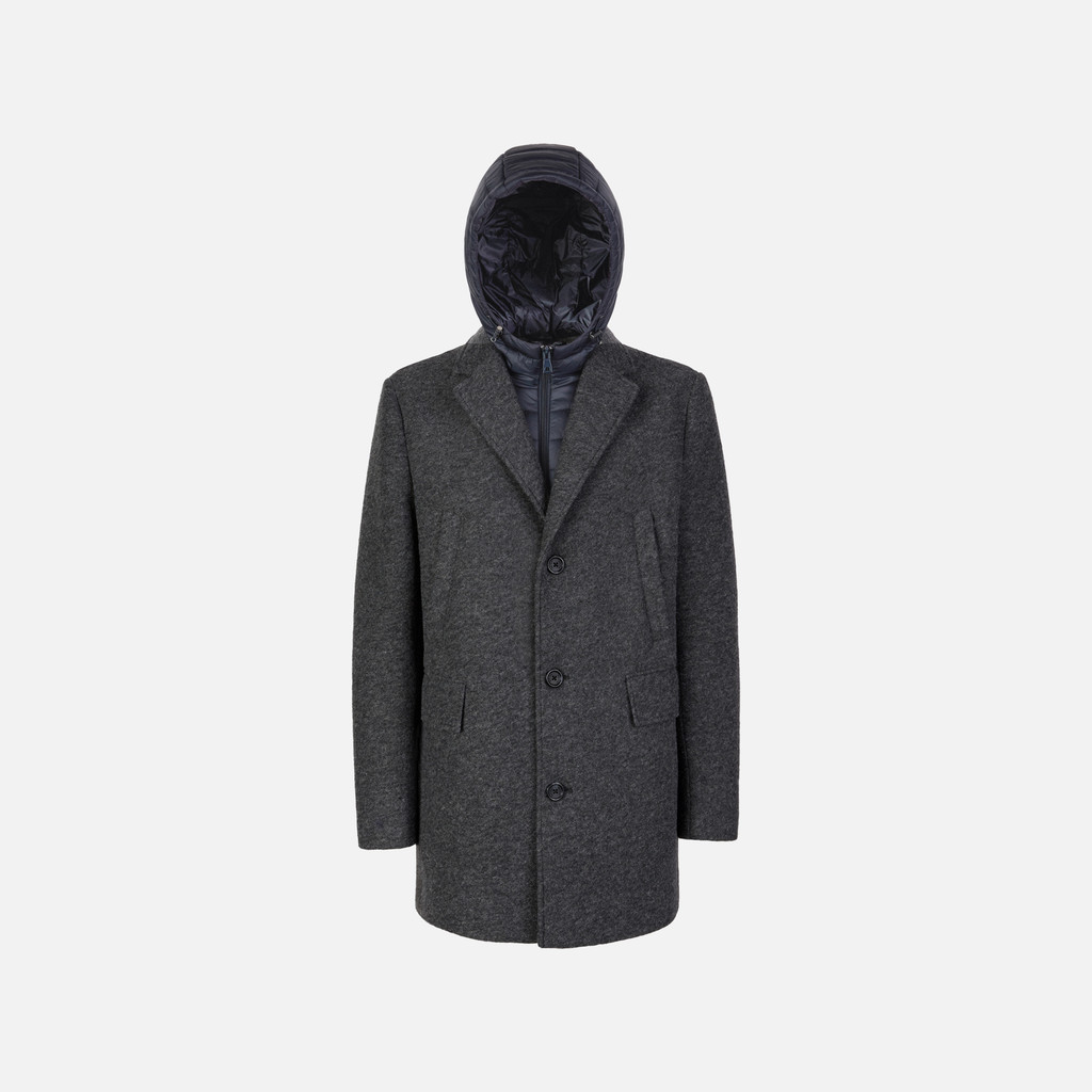 Long coat CLAUDIO MAN Melange Grey - image number 0 | GEOX