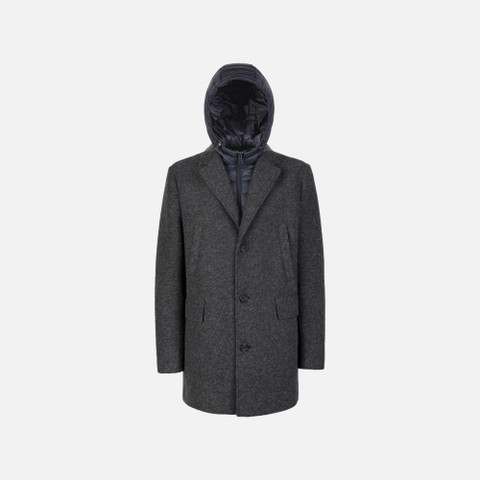 Long coat CLAUDIO MAN Melange Grey - image number 0 | GEOX