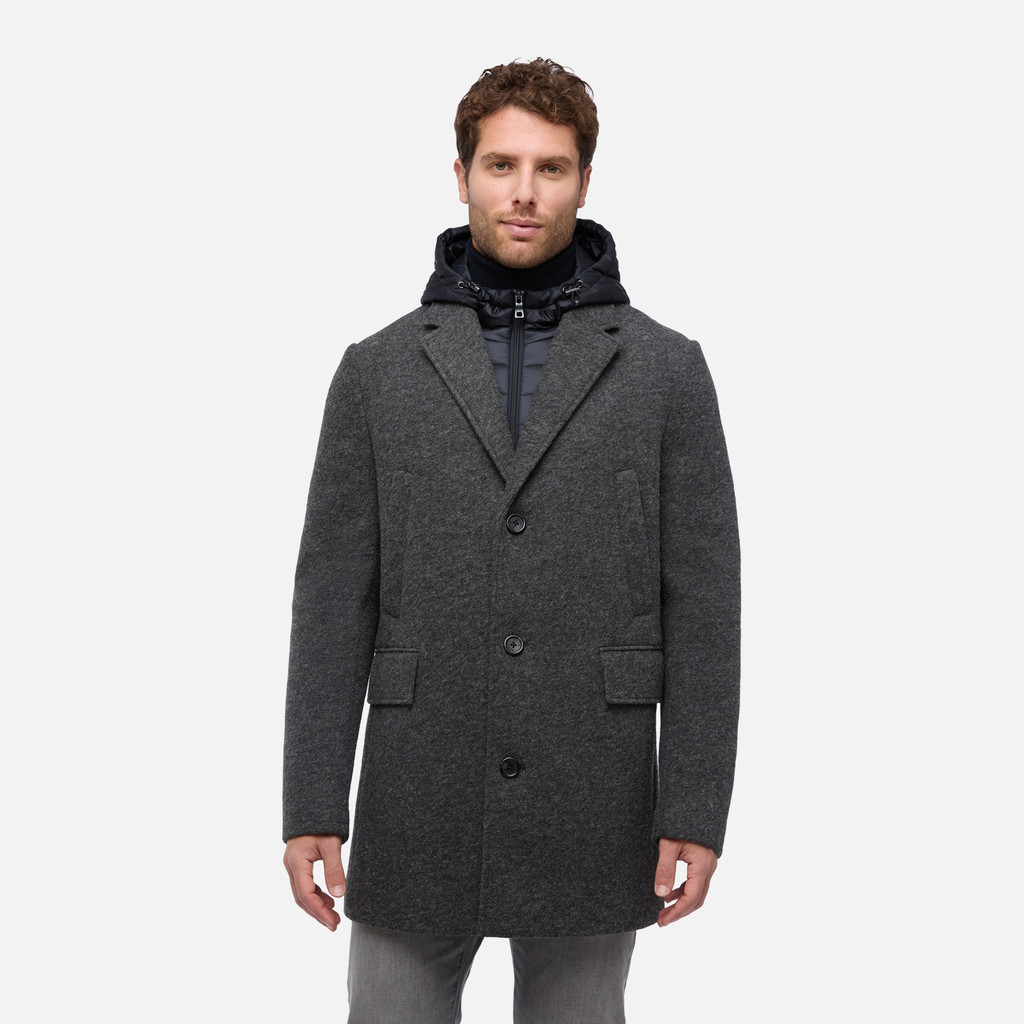 Long coat CLAUDIO MAN Melange Grey - image number 1 | GEOX