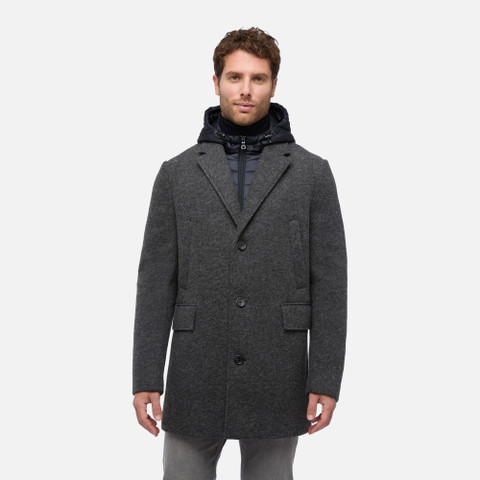 Long coat CLAUDIO MAN Melange Grey - image number 1 | GEOX