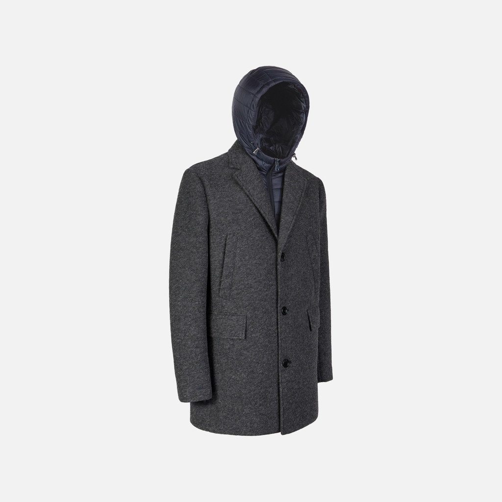 Long coat CLAUDIO MAN Melange Grey - image number 2 | GEOX