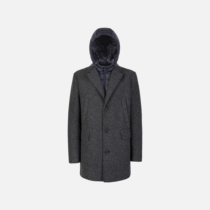 Long coat CLAUDIO MAN Melange Grey | GEOX