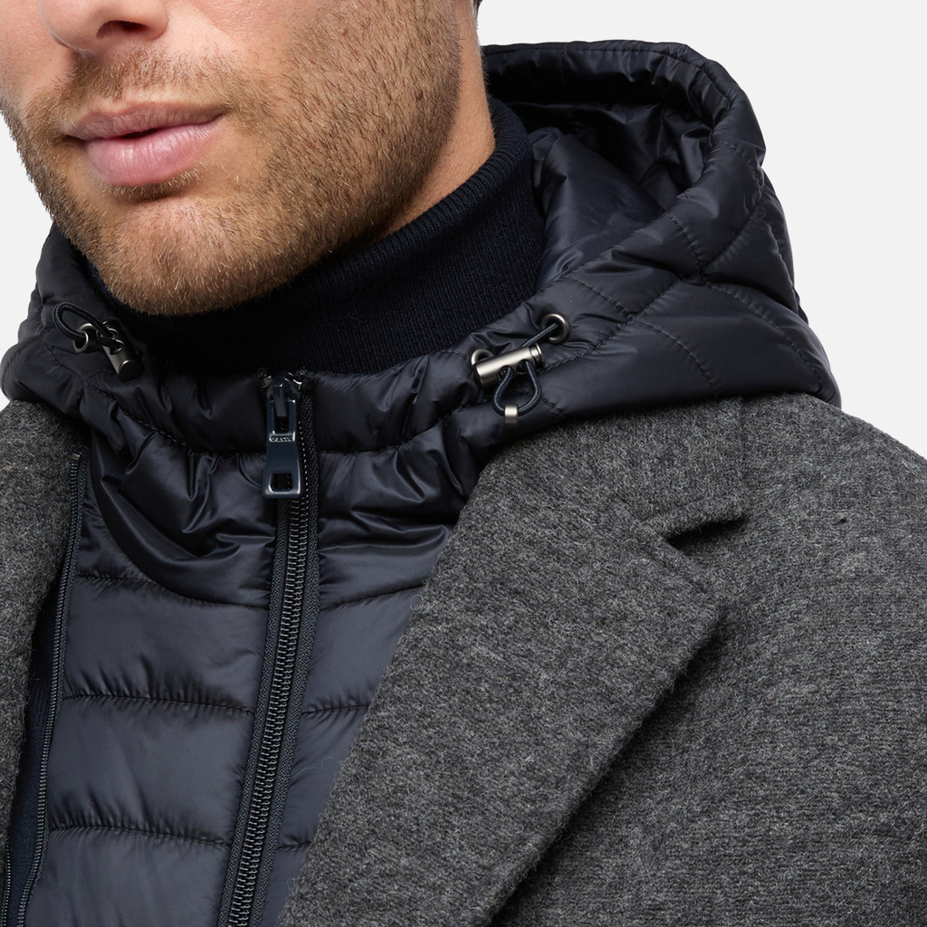 Long coat CLAUDIO MAN Melange Grey - image number 8 | GEOX