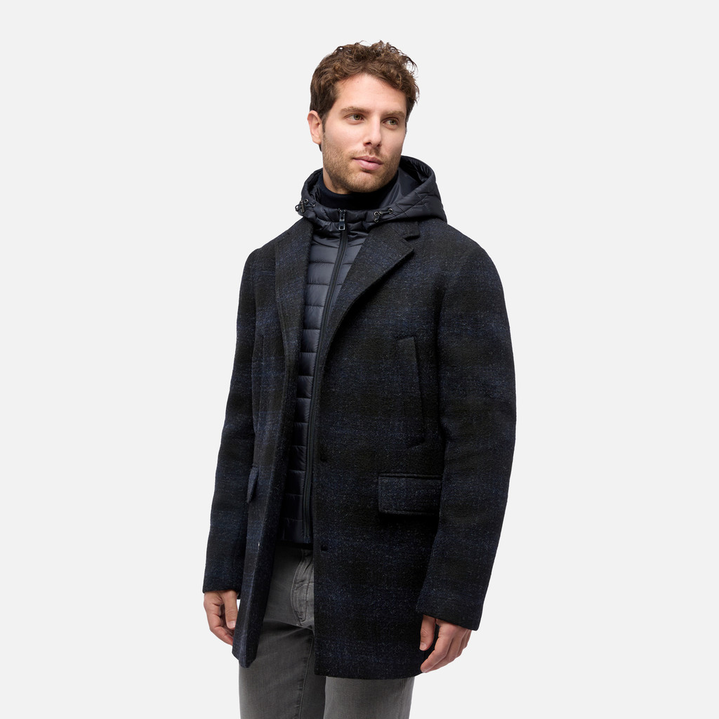 Long coat CLAUDIO MAN Blue/Black - image number 0 | GEOX