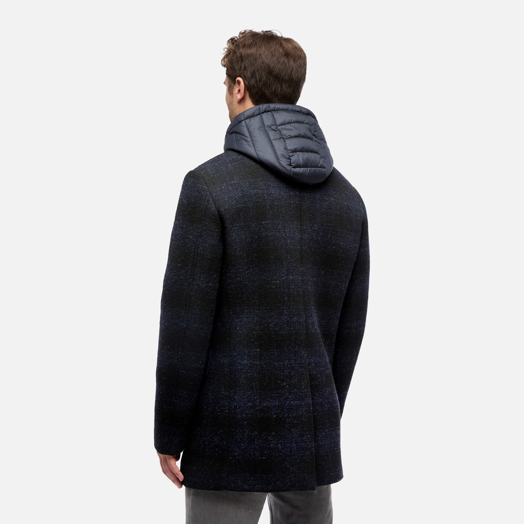 Long coat CLAUDIO MAN Blue/Black - image number 1 | GEOX