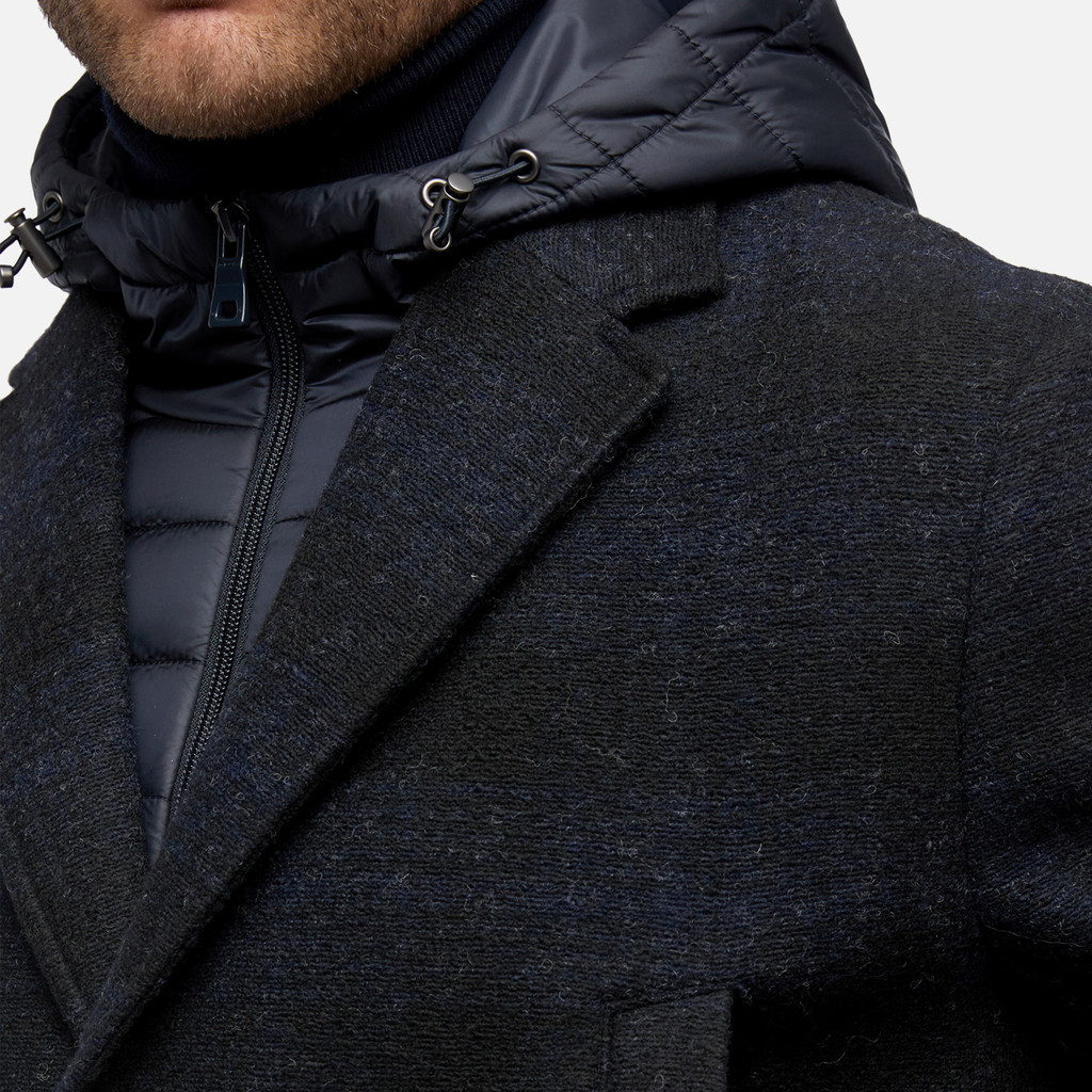 Long coat CLAUDIO MAN Blue/Black - image number 2 | GEOX