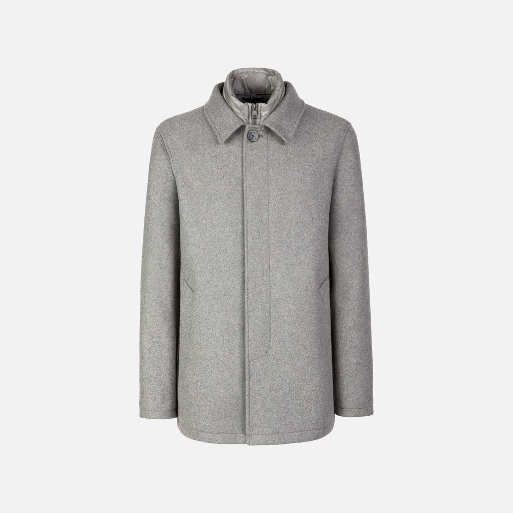 Long coat MONREALE MAN Light melange grey - image number 4 | GEOX