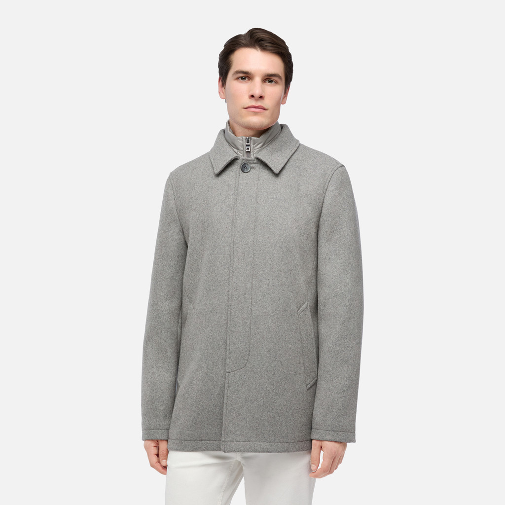 Long coat MONREALE MAN Light melange grey - image number 1 | GEOX