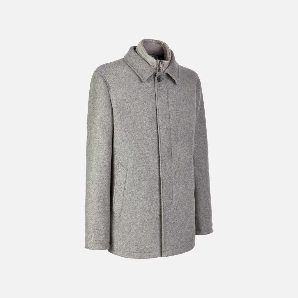 Long coat MONREALE MAN Light melange grey - image number 5 | GEOX