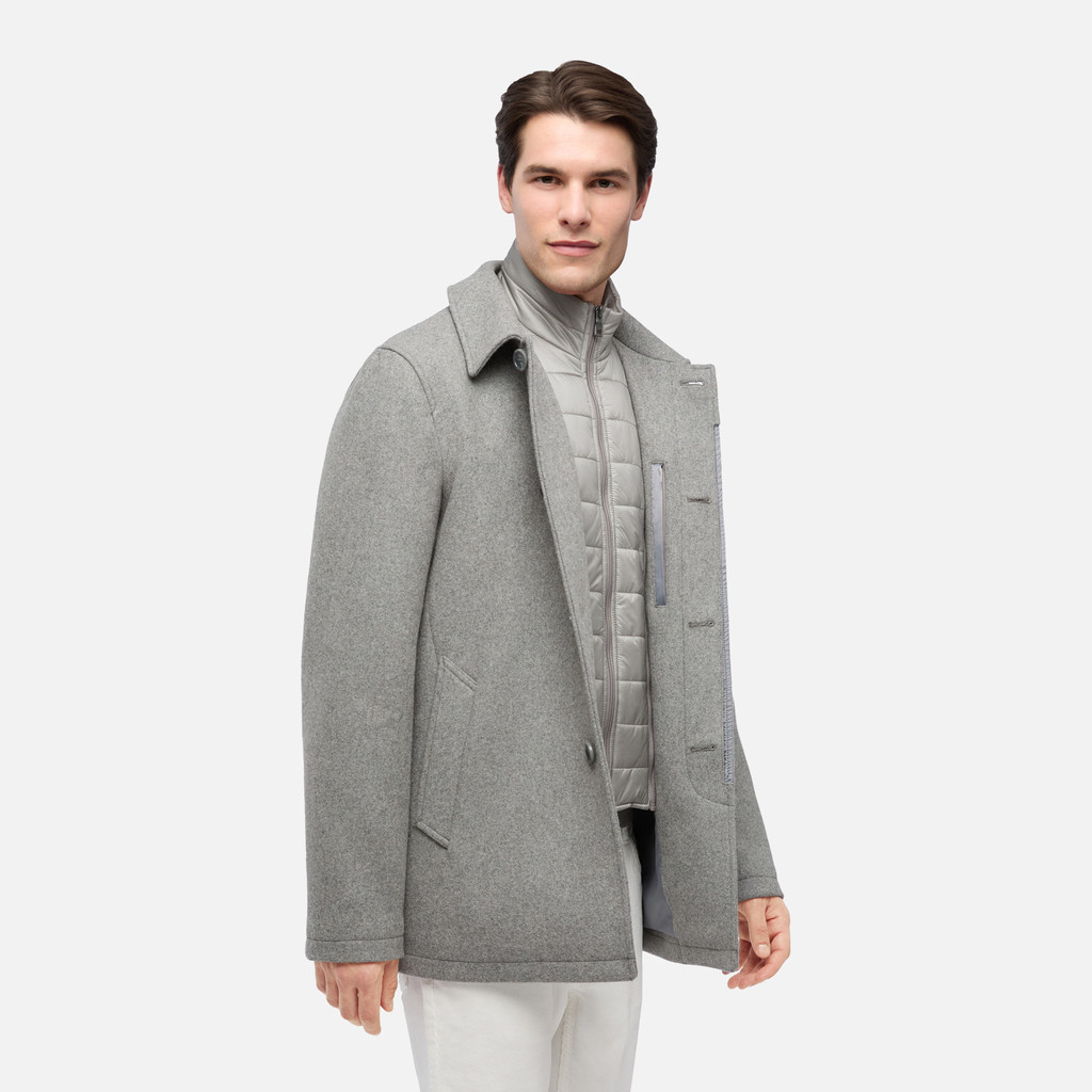 Long coat MONREALE MAN Light melange grey - image number 0 | GEOX