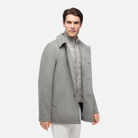 Long coat MONREALE MAN Light melange grey - image number 0 | GEOX