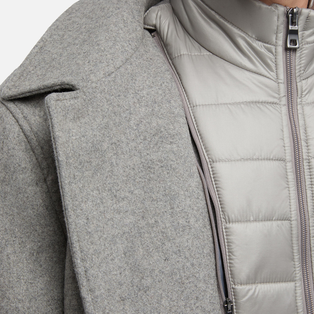 Long coat MONREALE MAN Light melange grey - image number 3 | GEOX