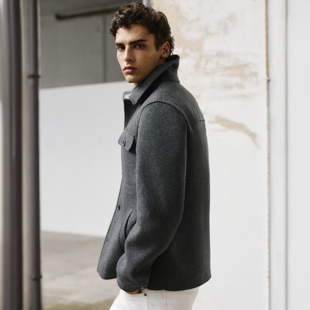 Casaco curto MONREALE HOMEM Cinzento escuro mesclado - image number 9 | GEOX