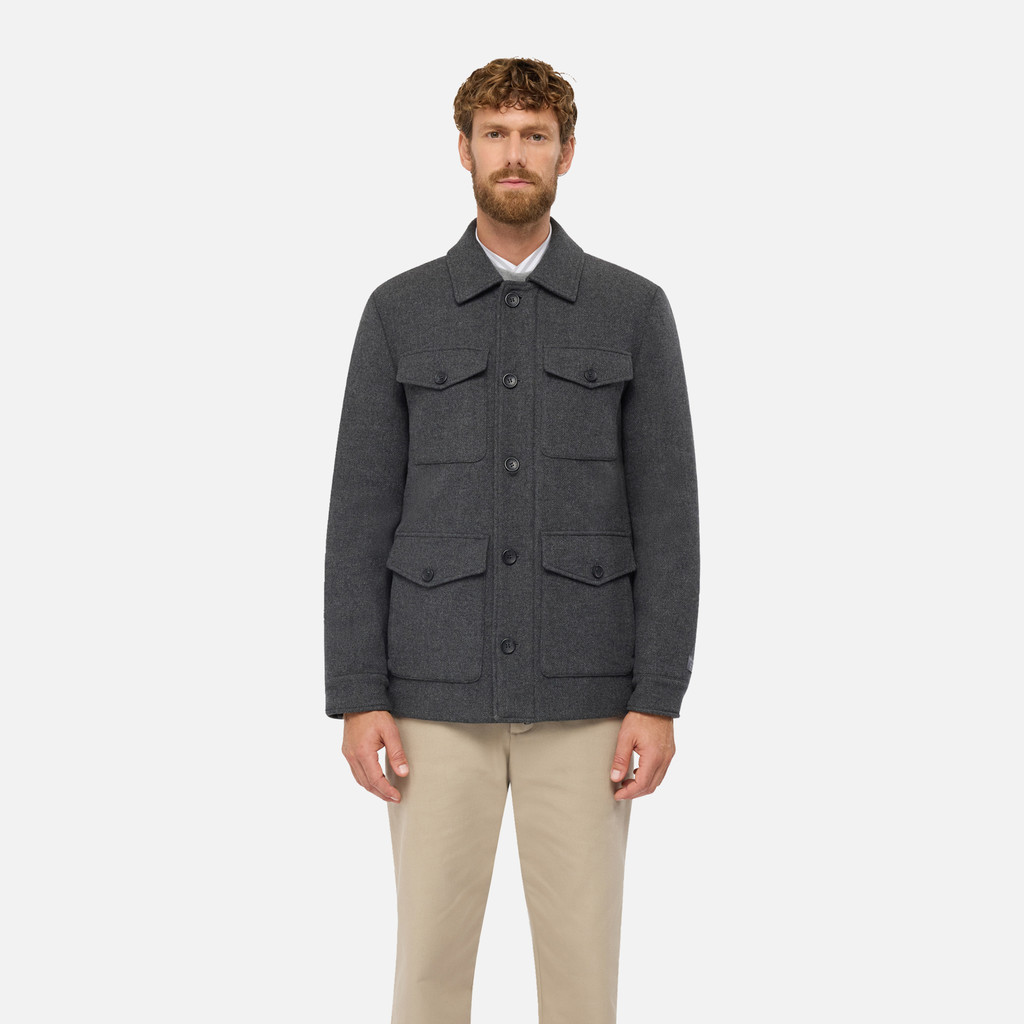 Woollen coats BALTMOORE MAN Dark Gull Gray - image number 1 | GEOX