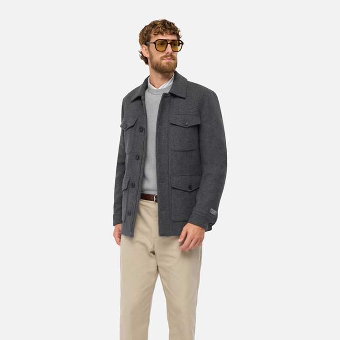Casaco de lã BALTMOORE HOMEM Cinzento escuro | GEOX