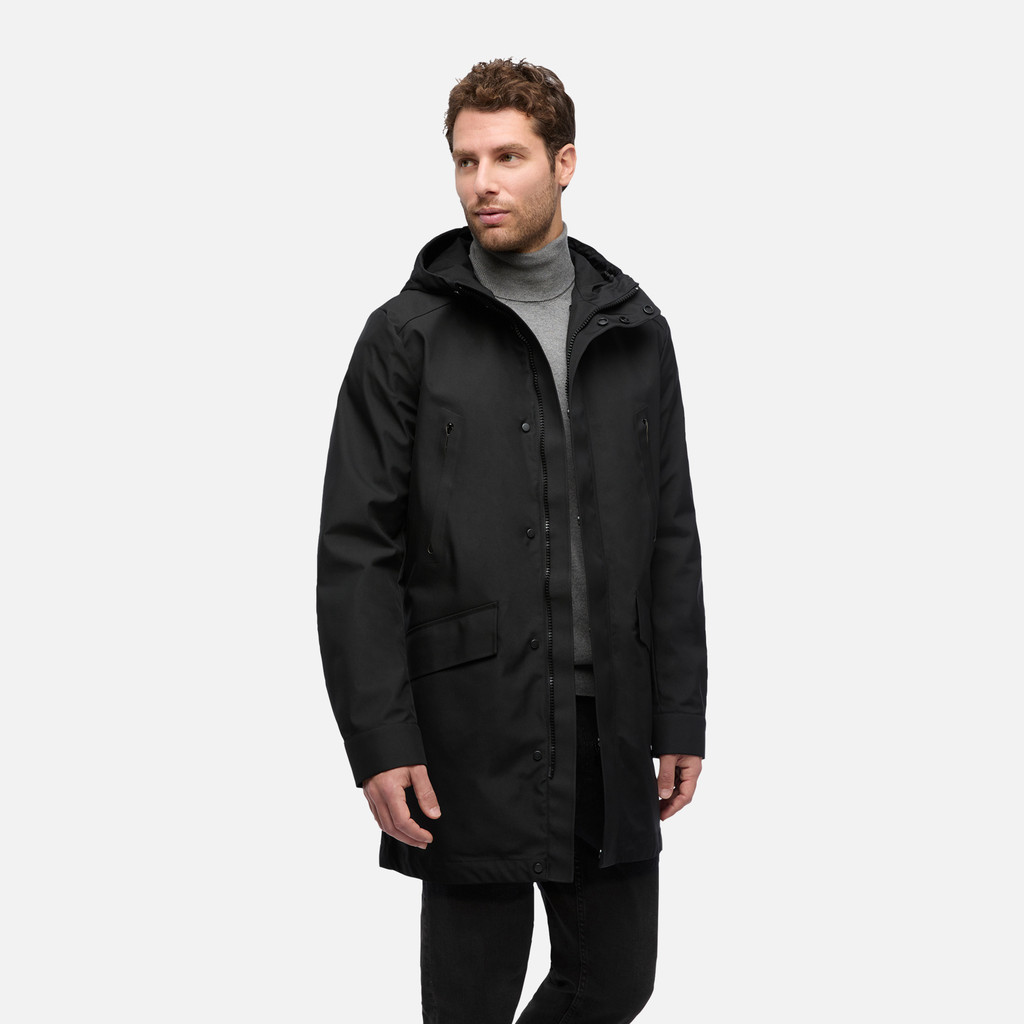 Trench coat ANYWECO MAN Black - image number 3 | GEOX