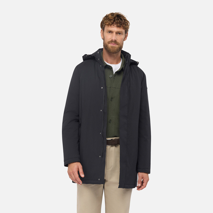 Full-length quilted coat AURELIO MAN Black | GEOX