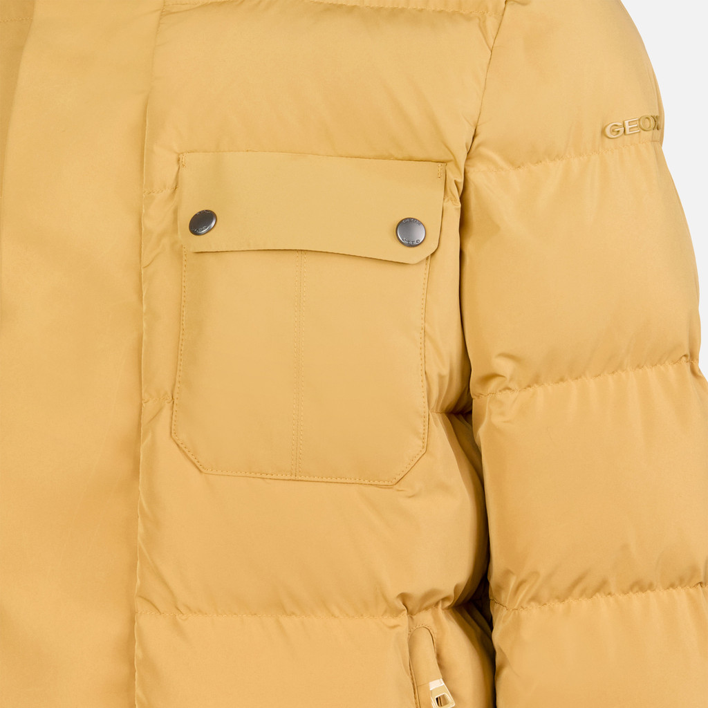Quilted parka PIEVE MAN Honey mustard - image number 7 | GEOX