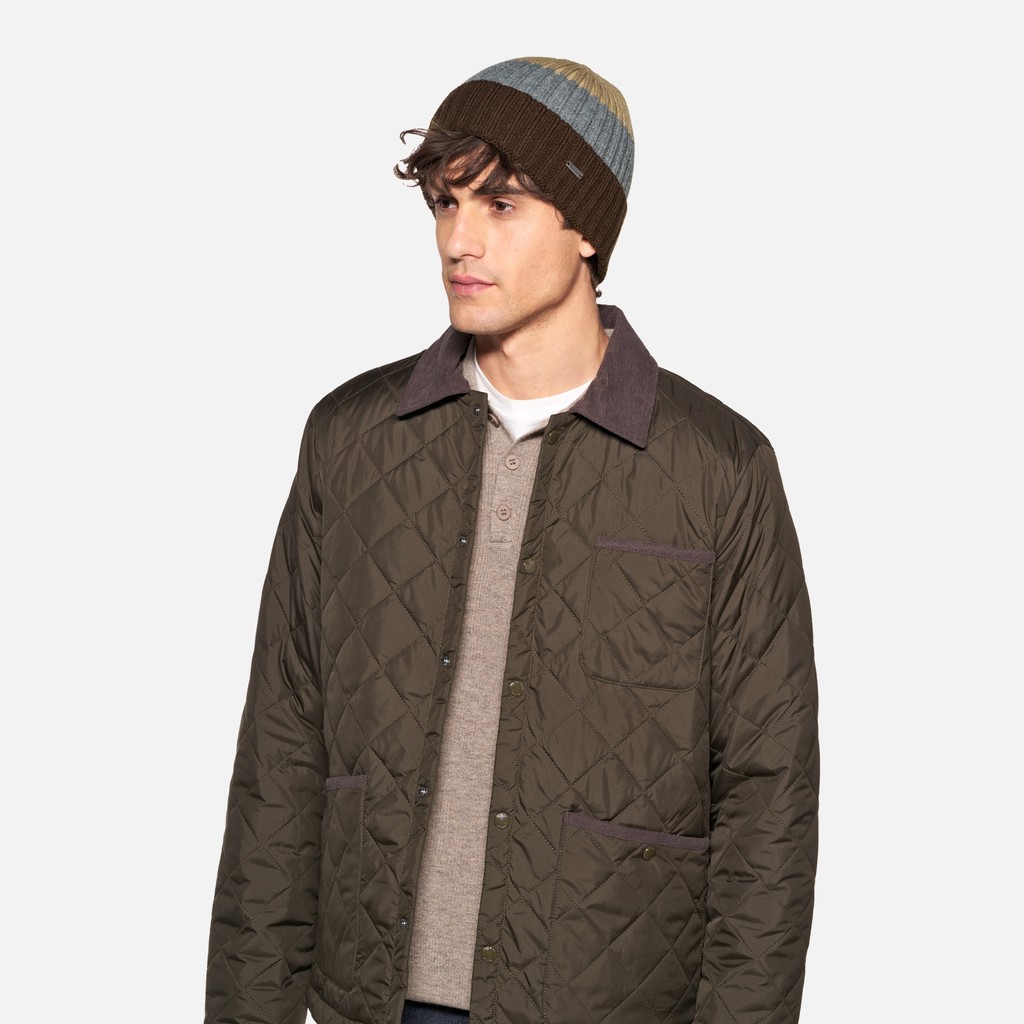 Cap YVAN MAN Coffee bean/Melange grey/Aluminum - image number 3 | GEOX