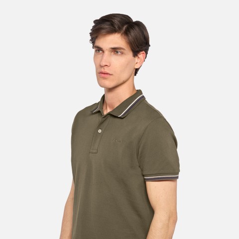 Polo POLO HOMME Vert olive - image number 3 | GEOX