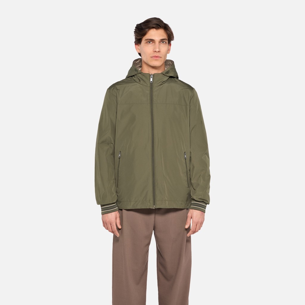 Veste r&eacute;versible JHARROD HOMME Vert olive/Beige - image number 1 | GEOX