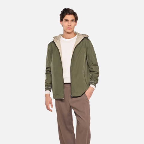 Veste r&eacute;versible JHARROD HOMME Vert olive/Beige | GEOX