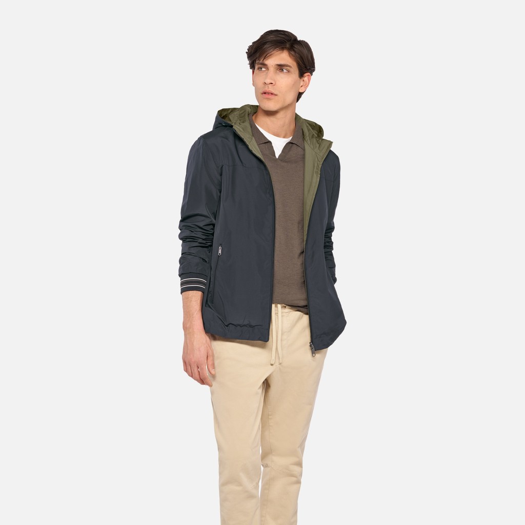 Veste r&eacute;versible JHARROD HOMME Bleu fonc&eacute;/Vert - image number 0 | GEOX