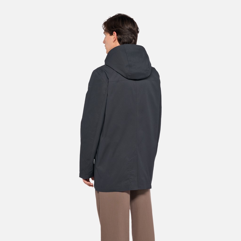 Veste &agrave; capuche JACOPO HOMME Bleu nuit - image number 3 | GEOX