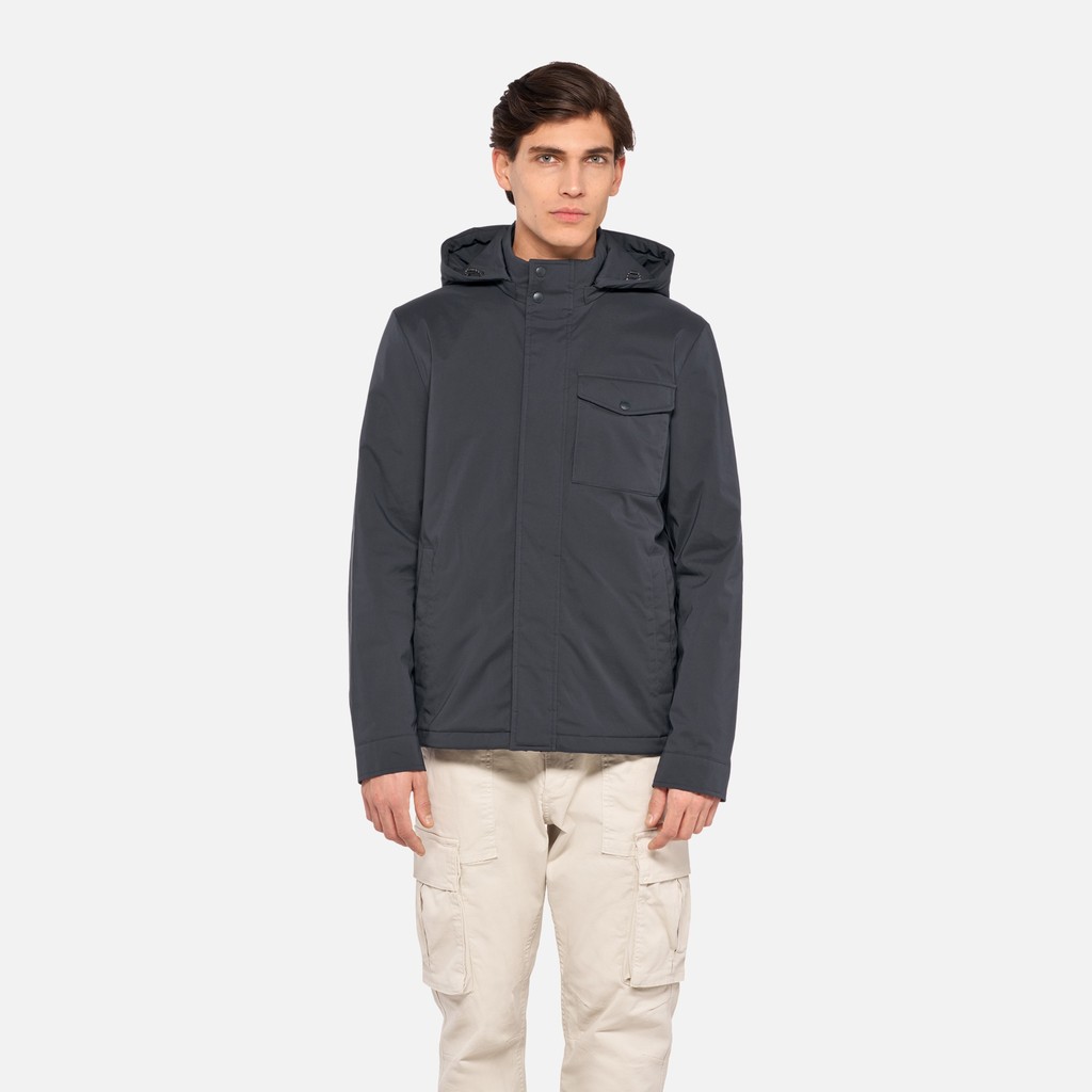Jacket with hood DUBLIN MAN Sky captain - image number 1 | GEOX