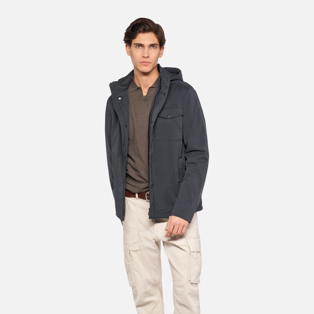 Jacket with hood DUBLIN MAN Sky captain - image number 0 | GEOX