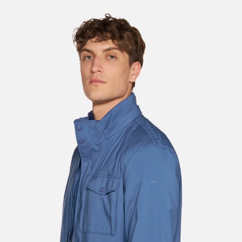 Jacket with hood DUBLIN MAN Bijou Blue - image number 3 | GEOX