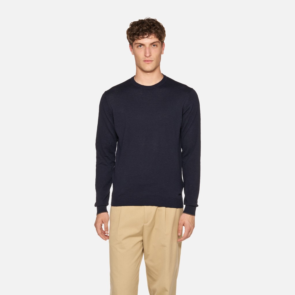 Crew-neck sweater KNIT MAN Sky captain - image number 2 | GEOX