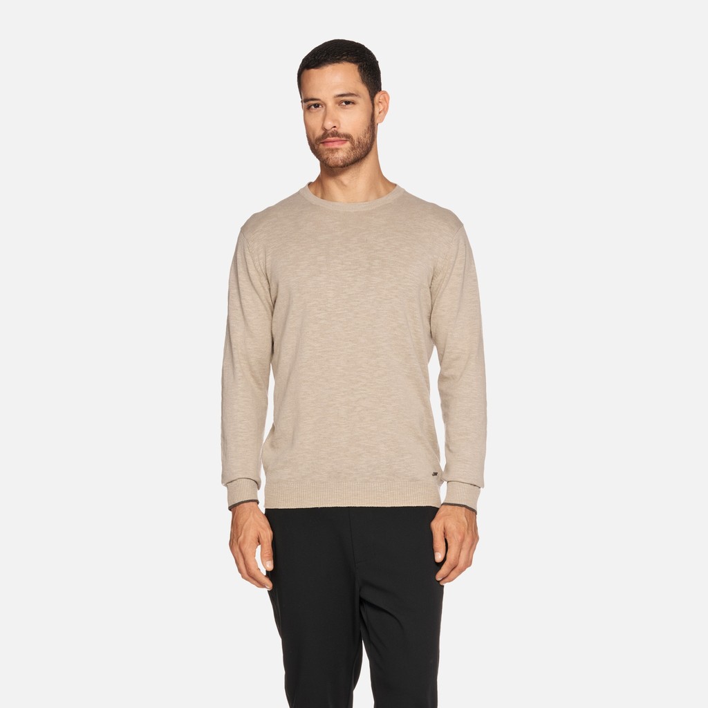 Crew-neck sweater KNIT MAN Humus - image number 1 | GEOX
