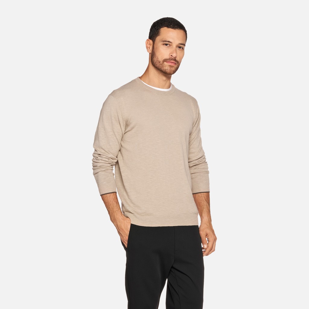 Crew-neck sweater KNIT MAN Humus - image number 0 | GEOX