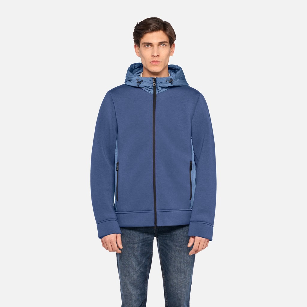 Sweat-shirt &agrave; capuche SWEATER HOMME Bleu moyen/Bleu moyen - image number 1 | GEOX