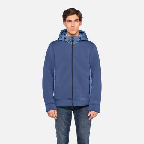 Sweat-shirt &agrave; capuche SWEATER HOMME Bleu moyen/Bleu moyen - image number 1 | GEOX