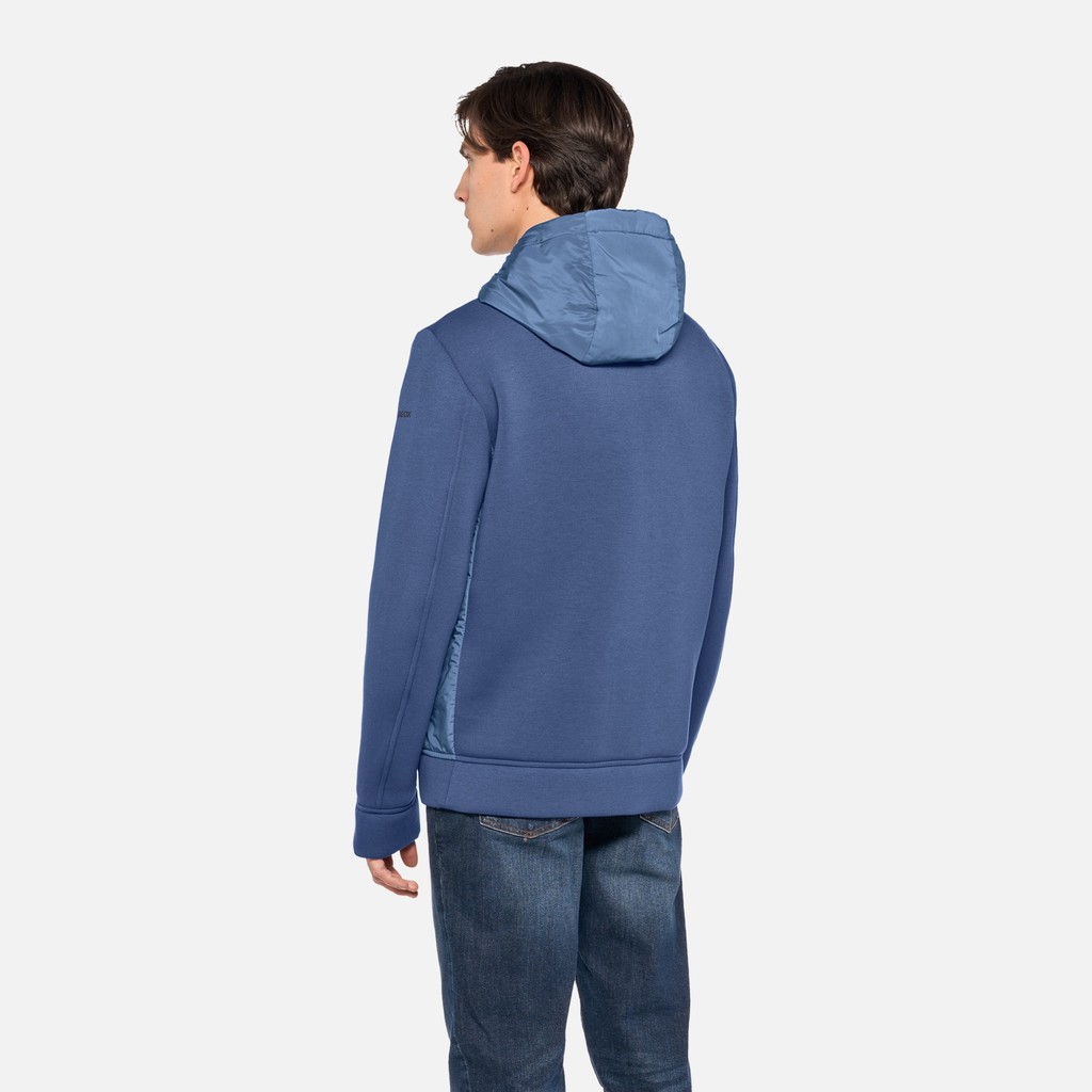 Sweat-shirt &agrave; capuche SWEATER HOMME Bleu moyen/Bleu moyen - image number 2 | GEOX
