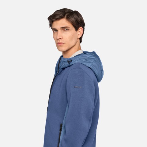 Sweat-shirt &agrave; capuche SWEATER HOMME Bleu moyen/Bleu moyen - image number 3 | GEOX