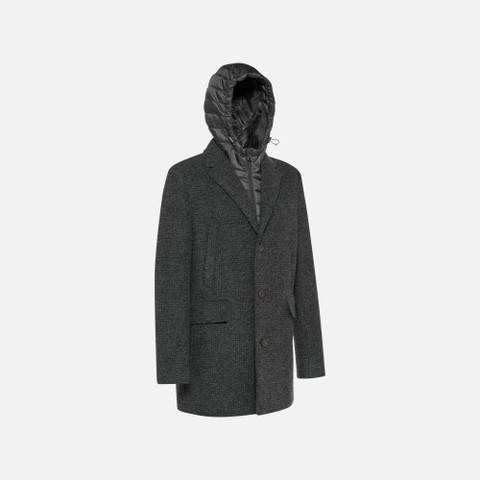 Long woollen coat CLAUDIO MAN Dark melange Gray - image number 4 | GEOX