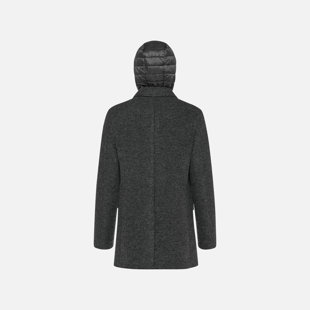 Long woollen coat CLAUDIO MAN Dark melange Gray - image number 5 | GEOX