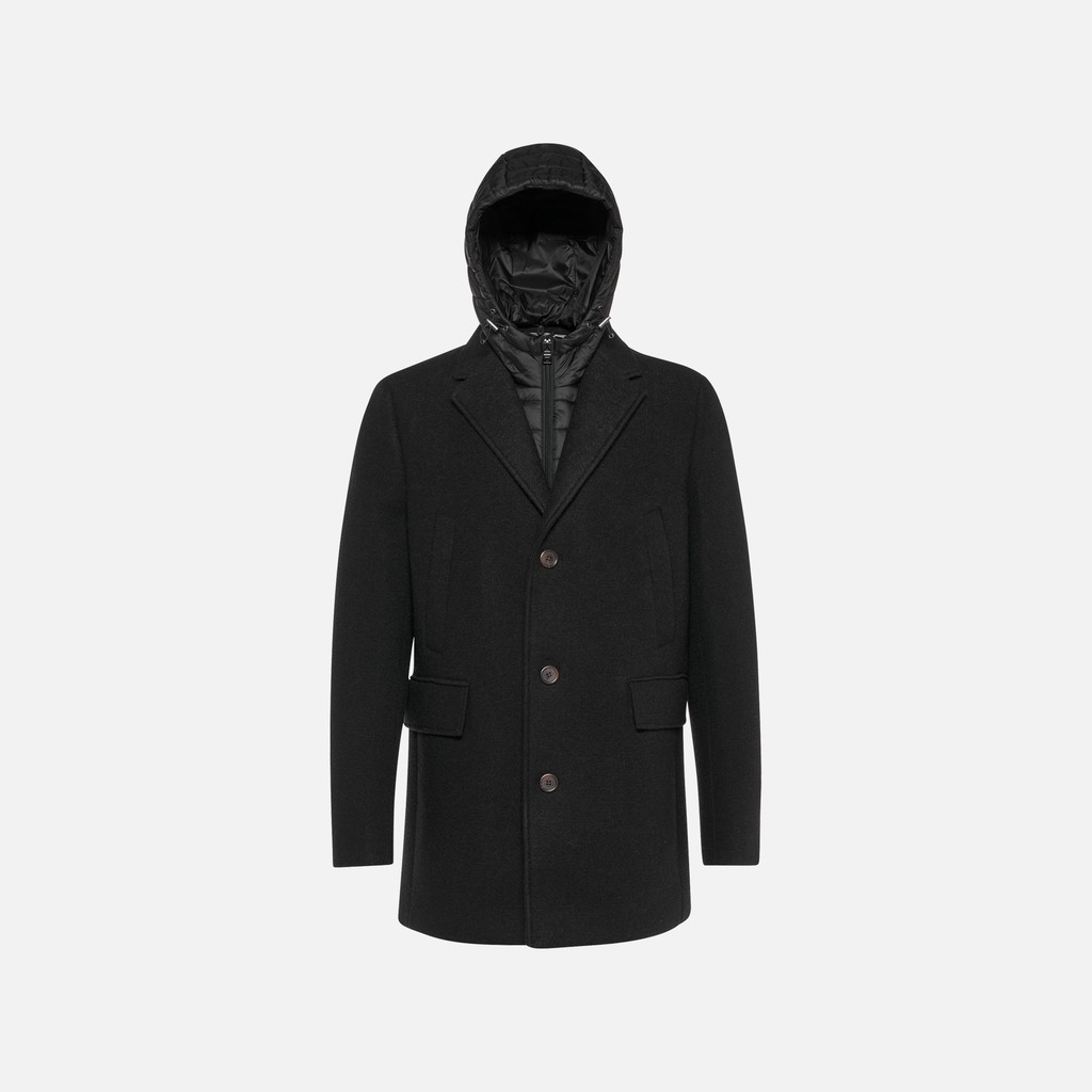 Long woollen coat CLAUDIO MAN Black - image number 4 | GEOX