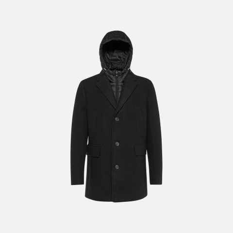 Long woollen coat CLAUDIO MAN Black - image number 4 | GEOX