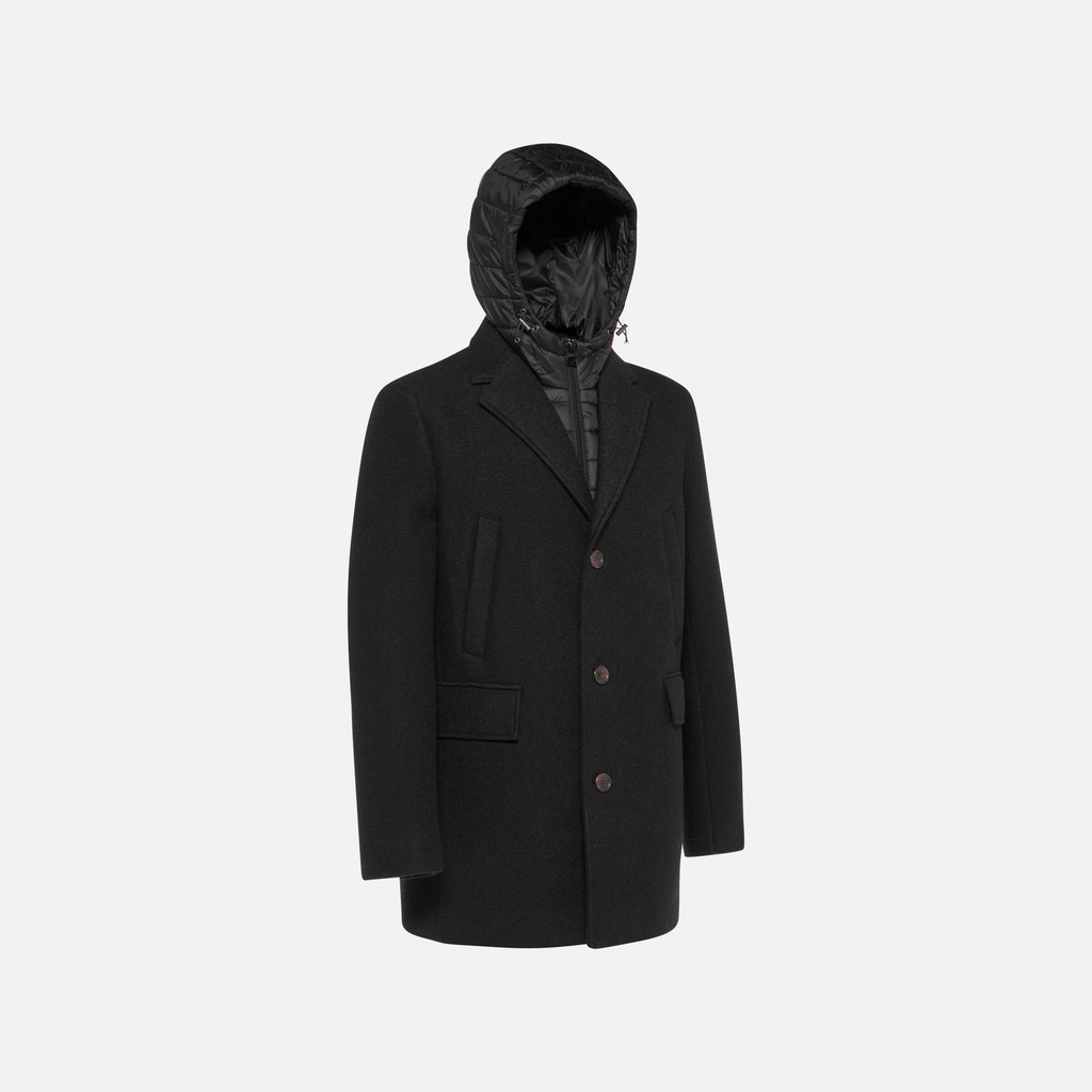 Long woollen coat CLAUDIO MAN Black - image number 5 | GEOX