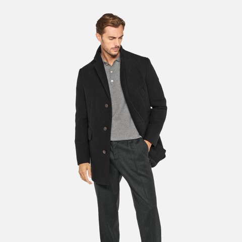 Long woollen coat CLAUDIO MAN Black | GEOX