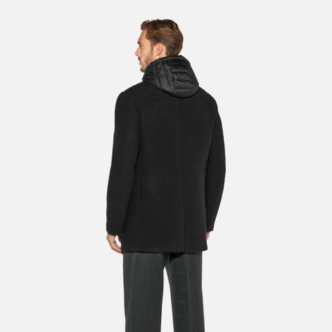 Long woollen coat CLAUDIO MAN Black - image number 2 | GEOX