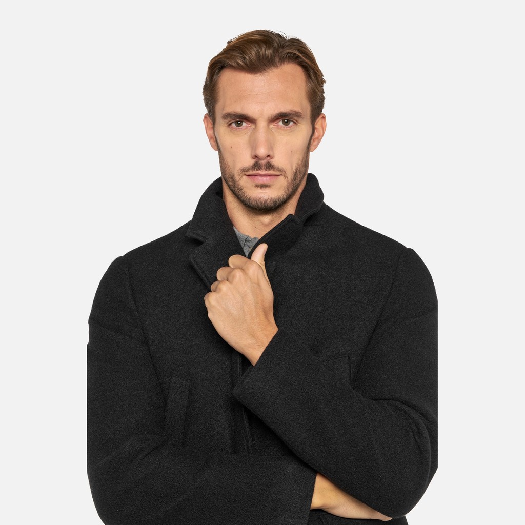 Long woollen coat CLAUDIO MAN Black - image number 3 | GEOX