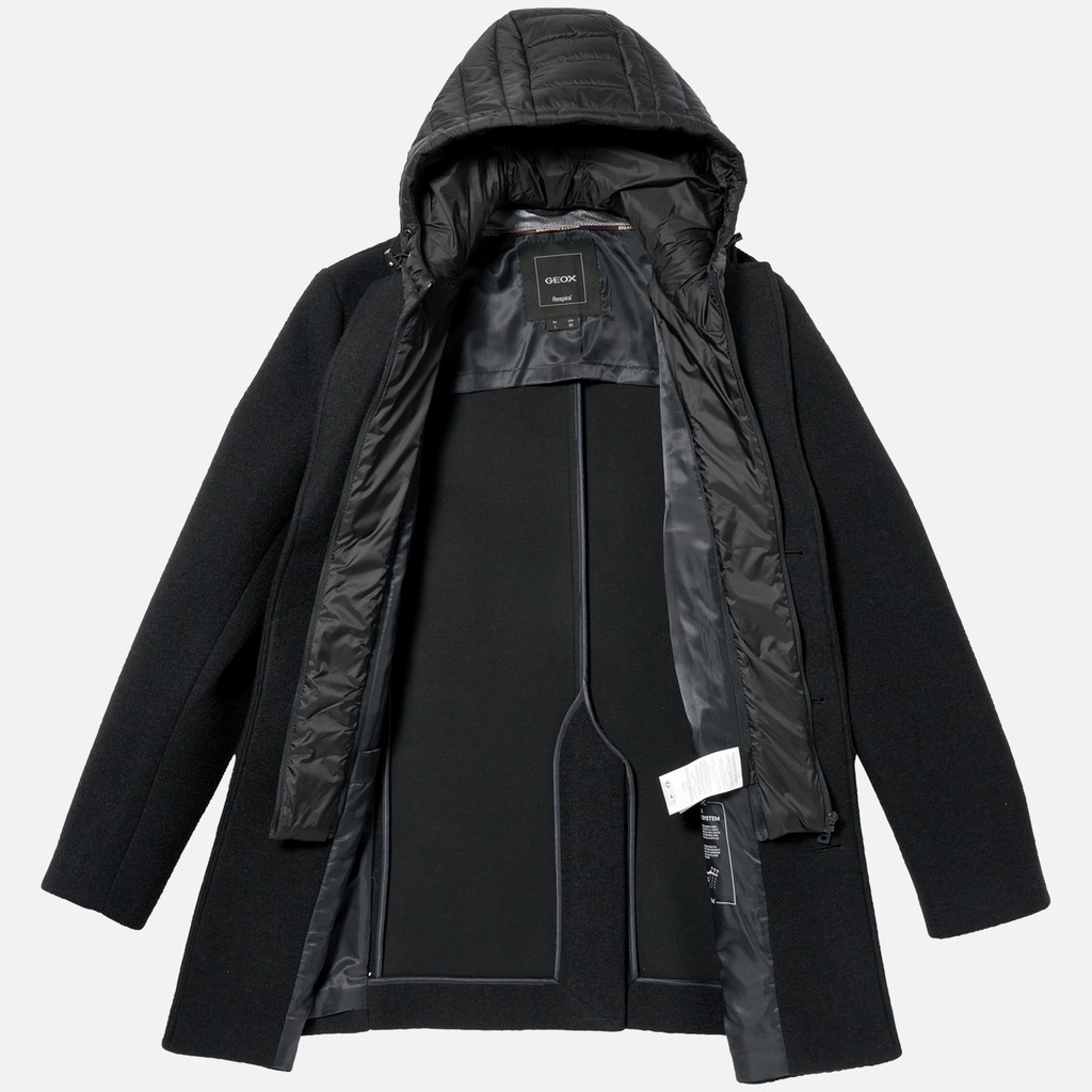 Long woollen coat CLAUDIO MAN Black - image number 9 | GEOX
