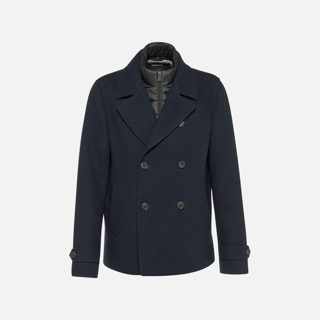 Long woollen coat MONREALE MAN Sky captain - image number 6 | GEOX